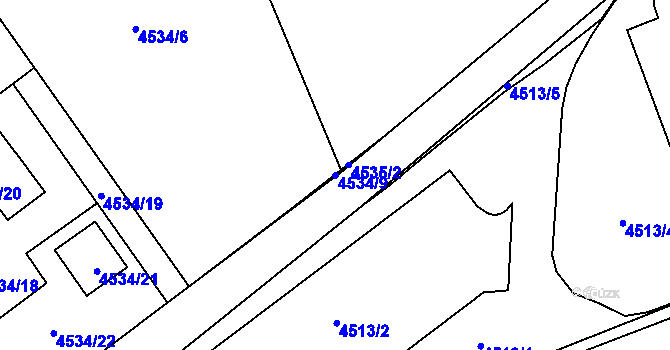 Parcela st. 4534/9 v KÚ Místek, Katastrální mapa