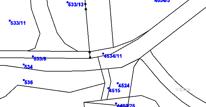 Parcela st. 4534/11 v KÚ Místek, Katastrální mapa