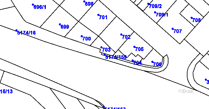 Parcela st. 5174/159 v KÚ Místek, Katastrální mapa