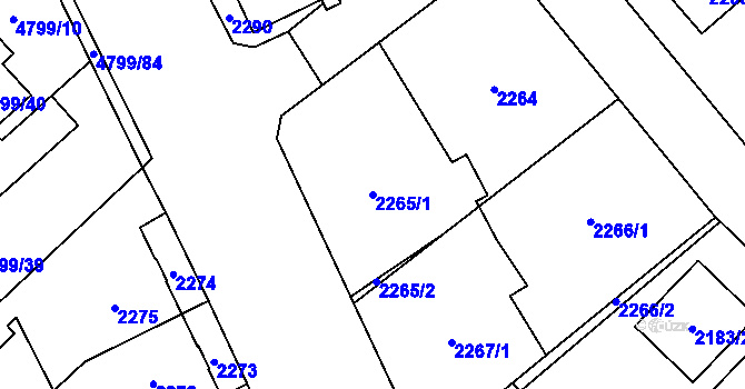 Parcela st. 2265/1 v KÚ Místek, Katastrální mapa