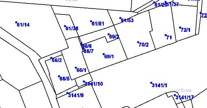 Parcela st. 69/1 v KÚ Místek, Katastrální mapa