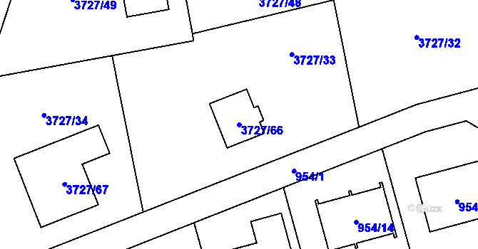 Parcela st. 3727/66 v KÚ Místek, Katastrální mapa