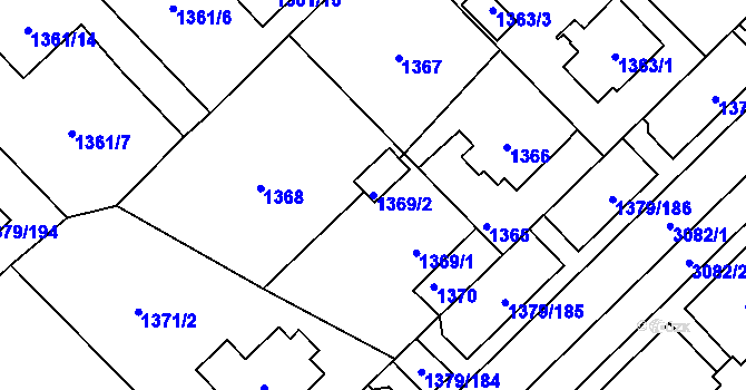 Parcela st. 1369/2 v KÚ Místek, Katastrální mapa