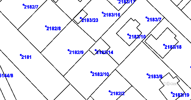 Parcela st. 2182/14 v KÚ Místek, Katastrální mapa
