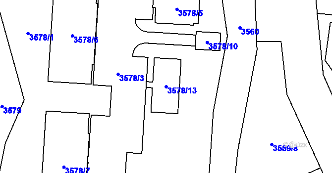 Parcela st. 3578/13 v KÚ Místek, Katastrální mapa