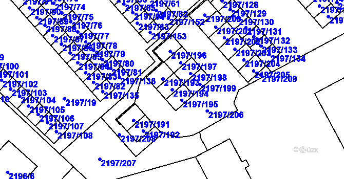 Parcela st. 2197/194 v KÚ Místek, Katastrální mapa