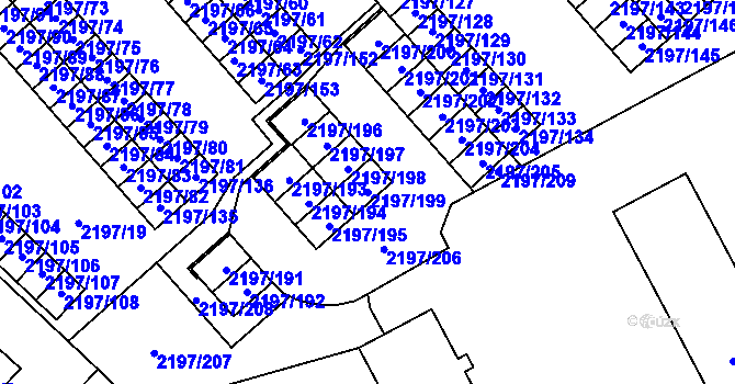 Parcela st. 2197/199 v KÚ Místek, Katastrální mapa