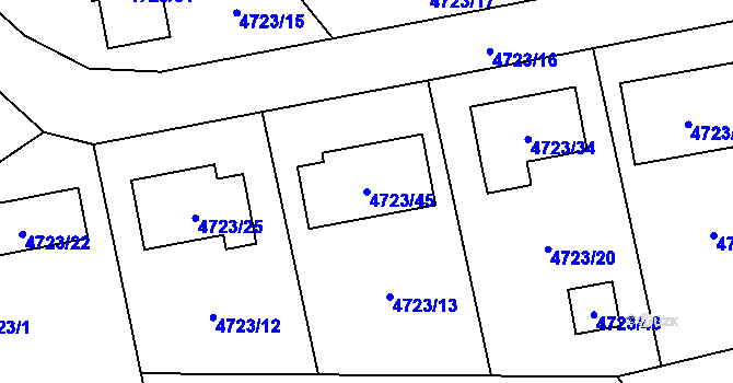 Parcela st. 4723/45 v KÚ Místek, Katastrální mapa