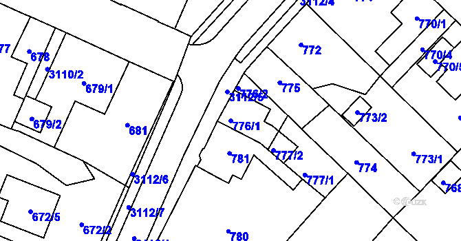 Parcela st. 776/1 v KÚ Místek, Katastrální mapa