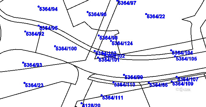 Parcela st. 5364/102 v KÚ Místek, Katastrální mapa