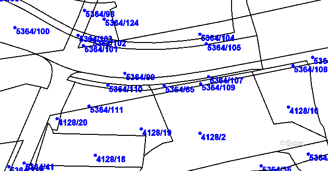 Parcela st. 5364/65 v KÚ Místek, Katastrální mapa