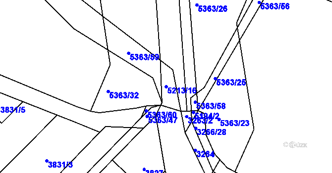 Parcela st. 5213/16 v KÚ Místek, Katastrální mapa