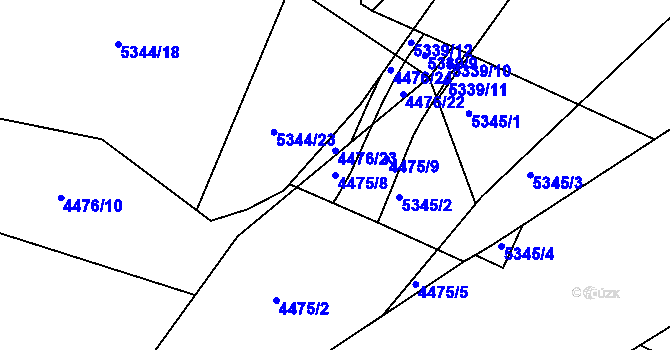 Parcela st. 4475/8 v KÚ Místek, Katastrální mapa