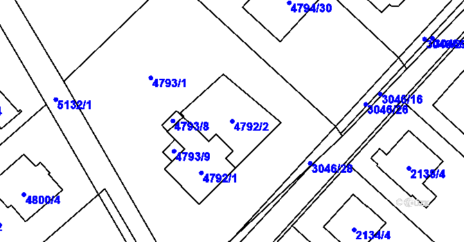 Parcela st. 4792/2 v KÚ Místek, Katastrální mapa