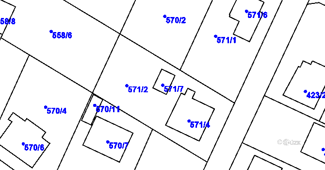 Parcela st. 571/7 v KÚ Místek, Katastrální mapa