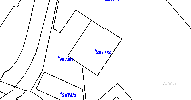 Parcela st. 2877/2 v KÚ Frýdek, Katastrální mapa