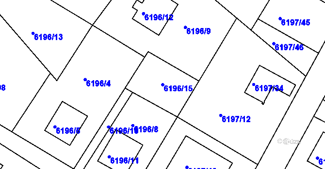 Parcela st. 6196/15 v KÚ Frýdek, Katastrální mapa