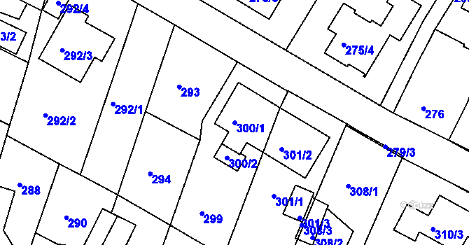 Parcela st. 300/1 v KÚ Frýdek, Katastrální mapa