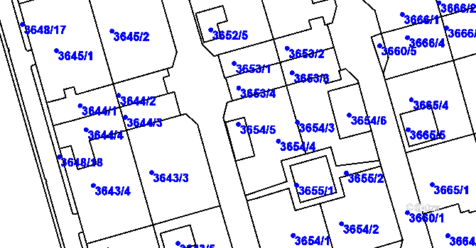 Parcela st. 3654/5 v KÚ Frýdek, Katastrální mapa
