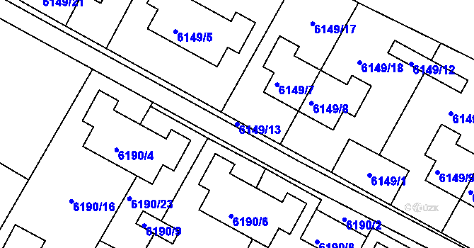 Parcela st. 6149/13 v KÚ Frýdek, Katastrální mapa