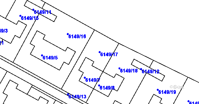 Parcela st. 6149/17 v KÚ Frýdek, Katastrální mapa