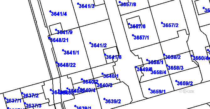 Parcela st. 3641/8 v KÚ Frýdek, Katastrální mapa