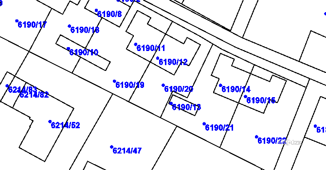 Parcela st. 6190/20 v KÚ Frýdek, Katastrální mapa