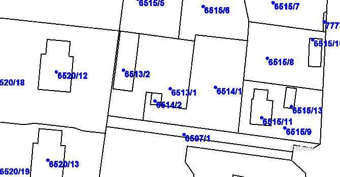 Parcela st. 6513/1 v KÚ Frýdek, Katastrální mapa