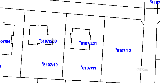 Parcela st. 6107/231 v KÚ Frýdek, Katastrální mapa