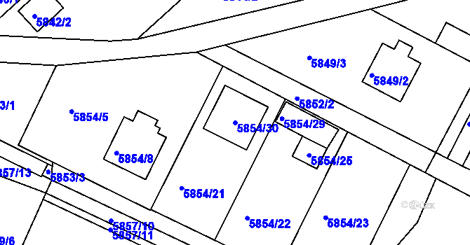 Parcela st. 5854/30 v KÚ Frýdek, Katastrální mapa