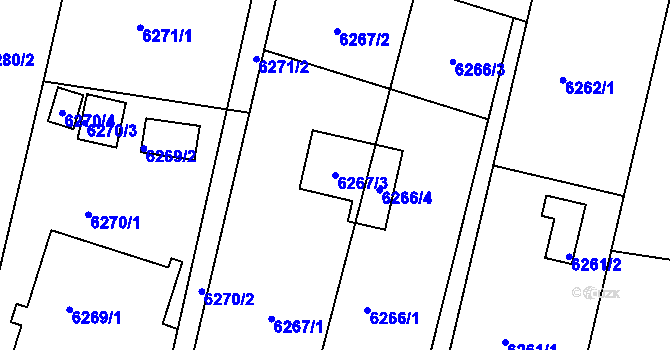 Parcela st. 6267/3 v KÚ Frýdek, Katastrální mapa
