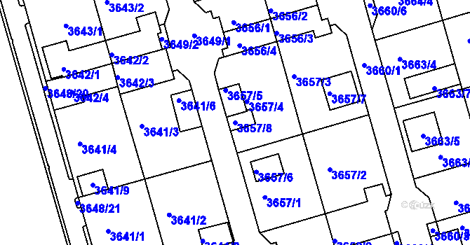 Parcela st. 3657/8 v KÚ Frýdek, Katastrální mapa