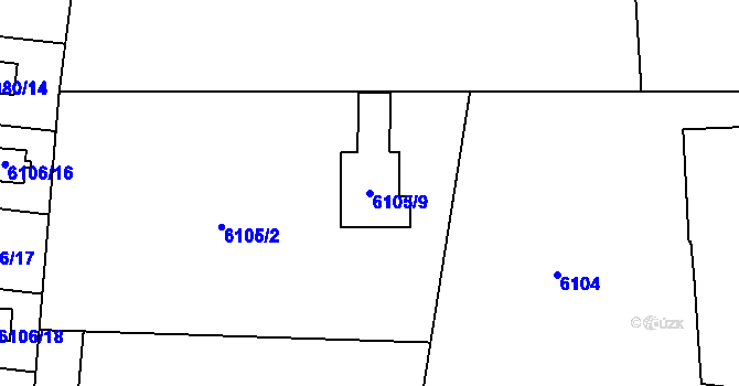 Parcela st. 6105/9 v KÚ Frýdek, Katastrální mapa