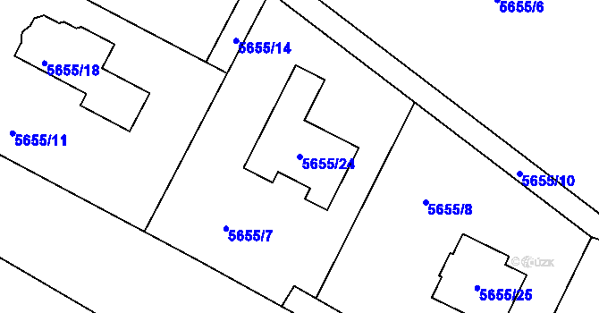 Parcela st. 5655/24 v KÚ Frýdek, Katastrální mapa
