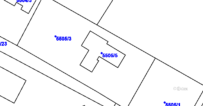 Parcela st. 5505/5 v KÚ Frýdek, Katastrální mapa