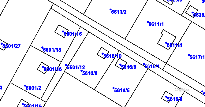 Parcela st. 5616/10 v KÚ Frýdek, Katastrální mapa