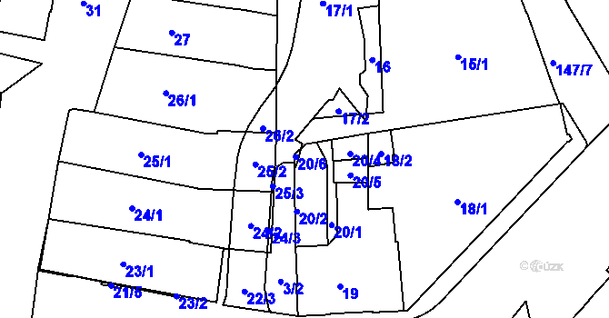 Parcela st. 20/1 v KÚ Frýdek, Katastrální mapa