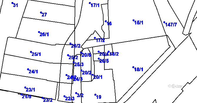 Parcela st. 20/4 v KÚ Frýdek, Katastrální mapa