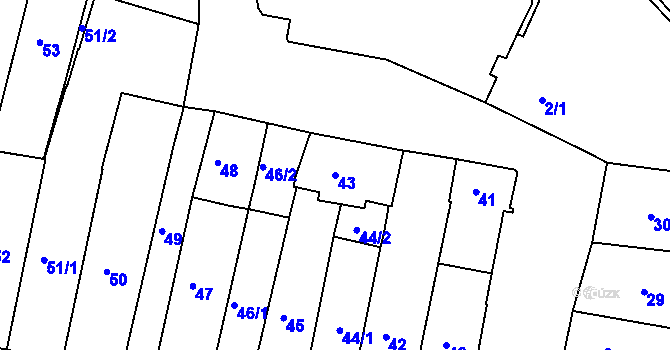 Parcela st. 43 v KÚ Frýdek, Katastrální mapa