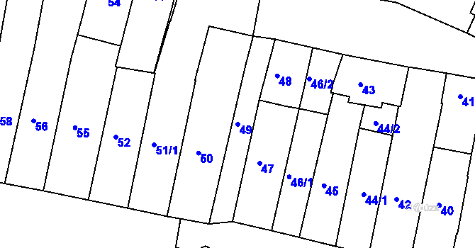 Parcela st. 49 v KÚ Frýdek, Katastrální mapa