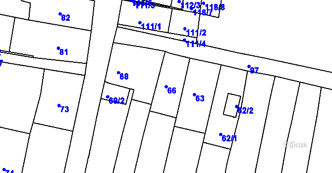 Parcela st. 66 v KÚ Frýdek, Katastrální mapa