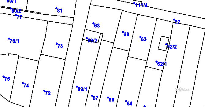 Parcela st. 67 v KÚ Frýdek, Katastrální mapa