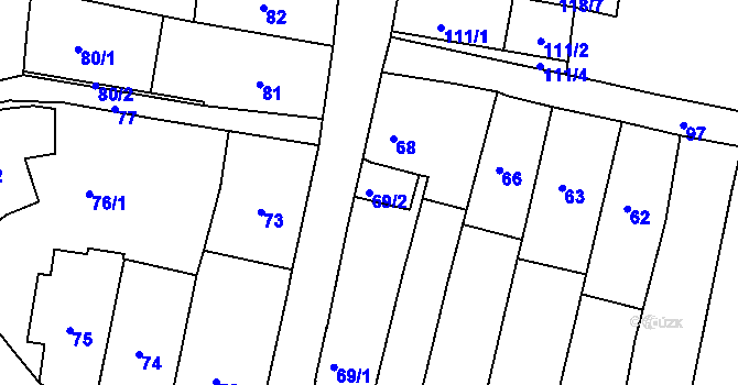 Parcela st. 69/2 v KÚ Frýdek, Katastrální mapa