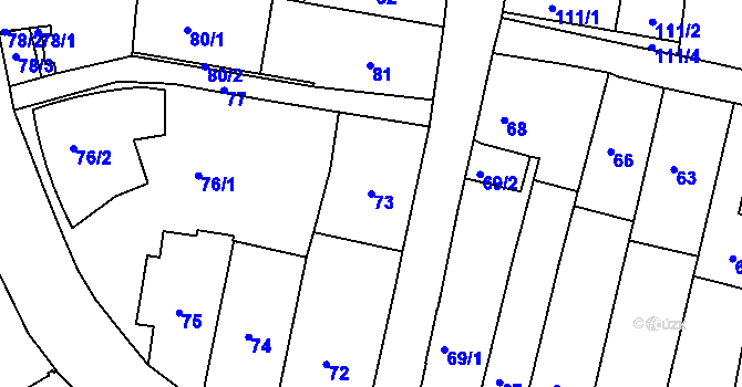Parcela st. 73 v KÚ Frýdek, Katastrální mapa