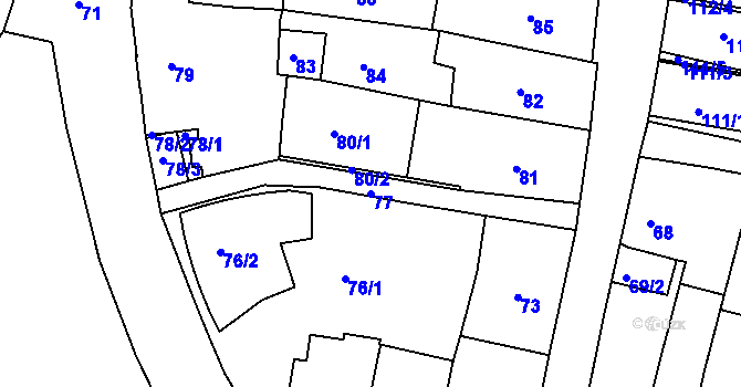 Parcela st. 77 v KÚ Frýdek, Katastrální mapa