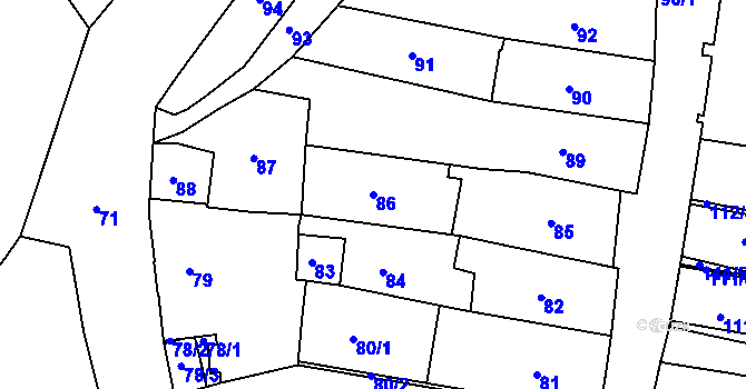Parcela st. 86 v KÚ Frýdek, Katastrální mapa