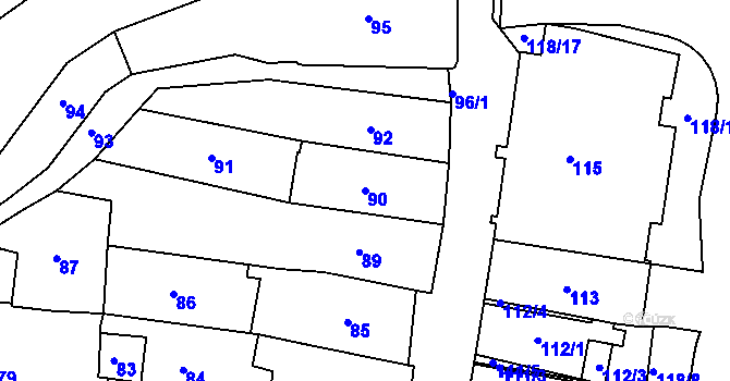 Parcela st. 90 v KÚ Frýdek, Katastrální mapa