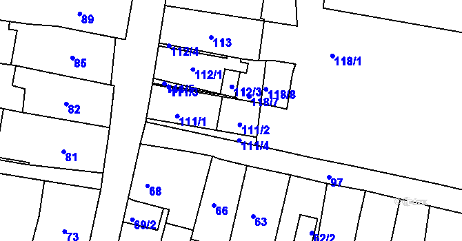 Parcela st. 111/2 v KÚ Frýdek, Katastrální mapa