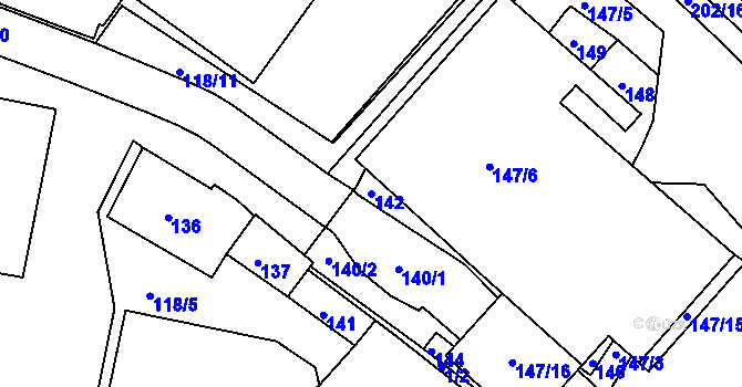 Parcela st. 142 v KÚ Frýdek, Katastrální mapa