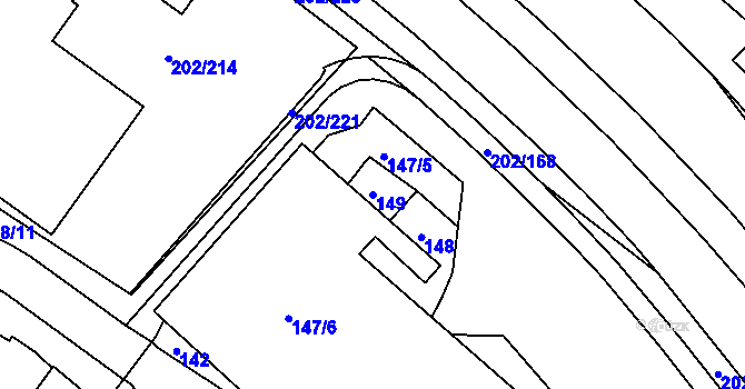 Parcela st. 149 v KÚ Frýdek, Katastrální mapa